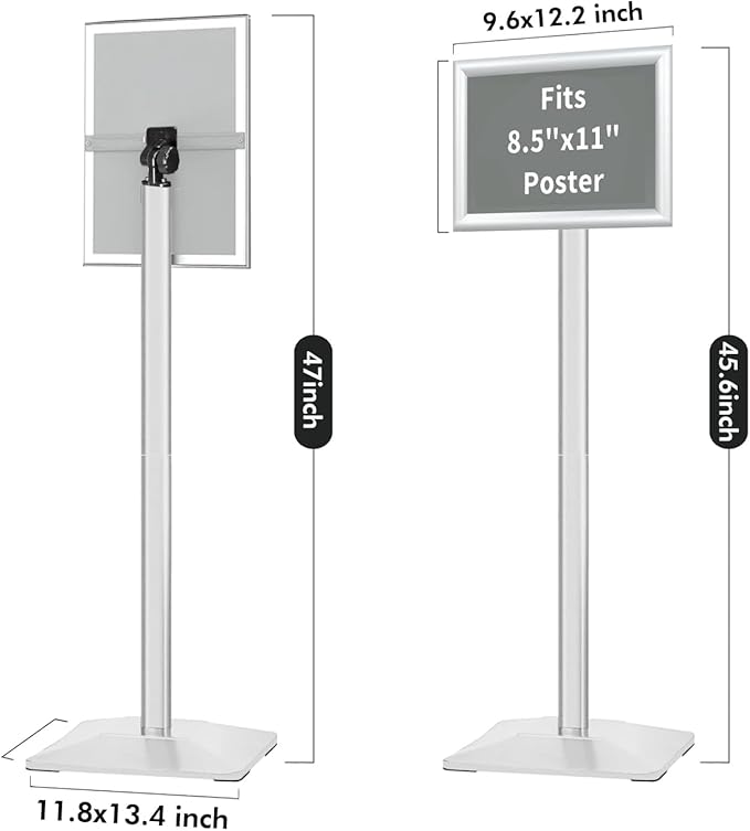 INNOVSIGN Heavy Duty Adjustable Pedestal Poster Sign Stand, 8.5x11 Aluminum - Image 6
