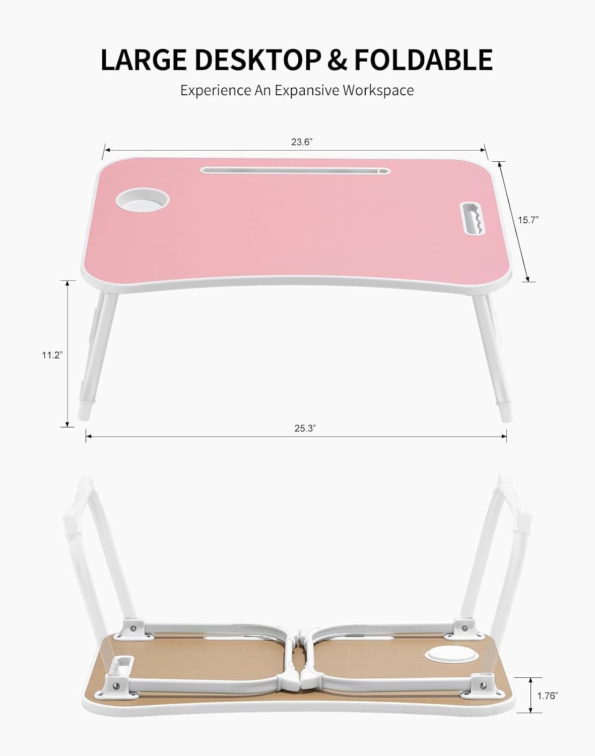 ZEAPTAC Laptop Bed Desk, Foldable Lap Desk, Portable Lap Table, Laptop Stand ...