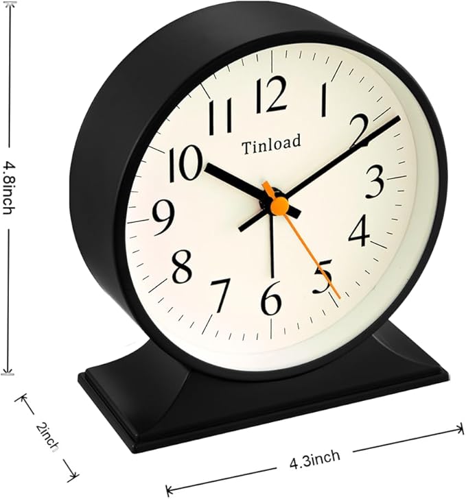4.5"Retro Analog Alarm Clock, Vintage decor, Super Silent Non Ticking Small - Image 4