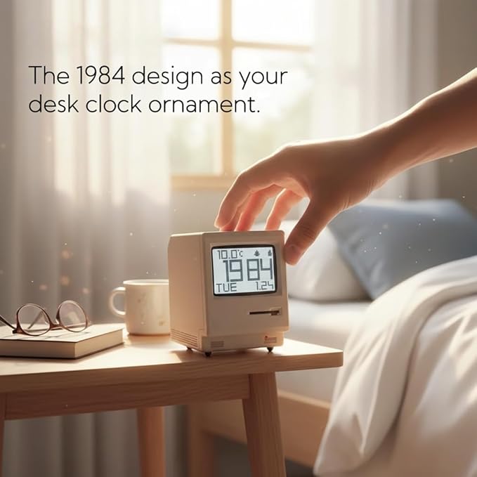 OIJ Maclock Retro Pixel Alarm Clock, 1984 Computer-Inspired USB Desk Clock - Image 3