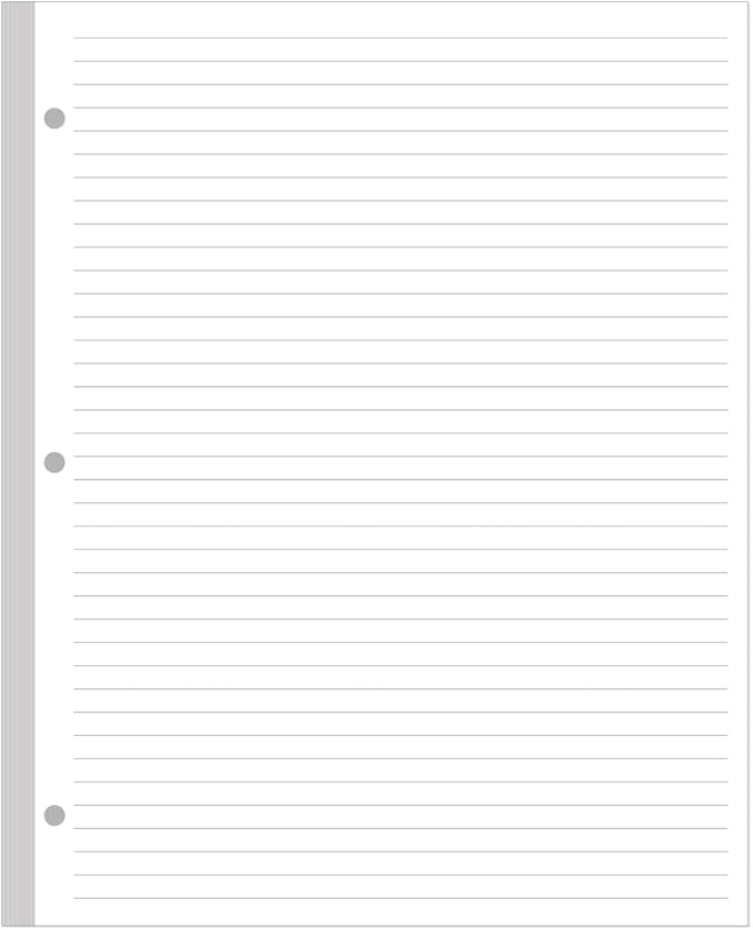 3-Hole Lined Refill Paper, Letter Size Punched Ruled Filler, 100 Sheets / 200 by Yaridar