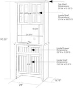 American Furniture Classics OS Home and Office Framed Glass Doors and Drawer in Black Kitchen Buffet with Hutch