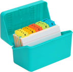 H4D 3x5 Index Card Holder with 100 Heavyweight Ruled Index Cards and 25 Plastic by H4D