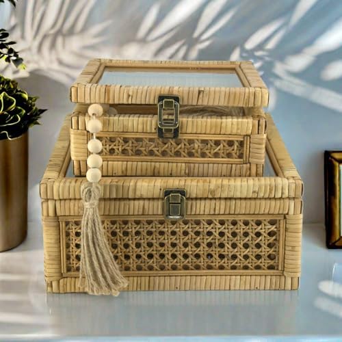 huaxin craft h rattan square box with lid, front angle view