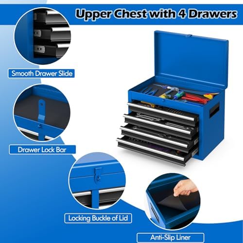 dreamade 5-drawer tool chest combo, rolling tool cabinet showing dimensions