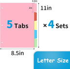 Binder Dividers for 3 Ring Binder, 1/5 Cut Tabs, Letter Size, Blank Write On - Image 2