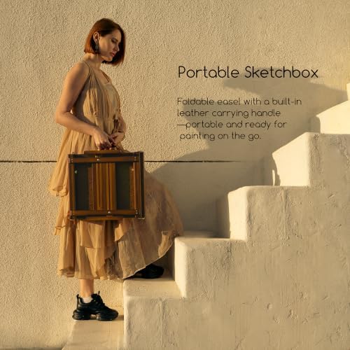 meeden portable tabletop easel for painting: artist sketchbox on a desk or shelf