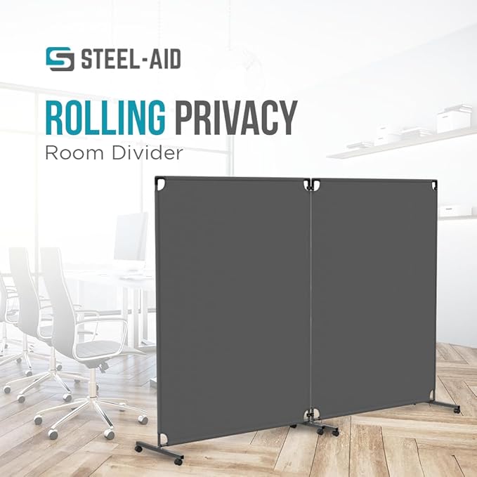 Steel-AID 100-inch Rolling Privacy Room Divider - Image 2