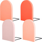 Honoson 4 Pcs Boho Wood Bookends Back to School Sage Green Wooden Book Stands Decorative Non Skid Book Stoppers for Books Cds Videos Albums Office Desktop Shelves (Orange)
