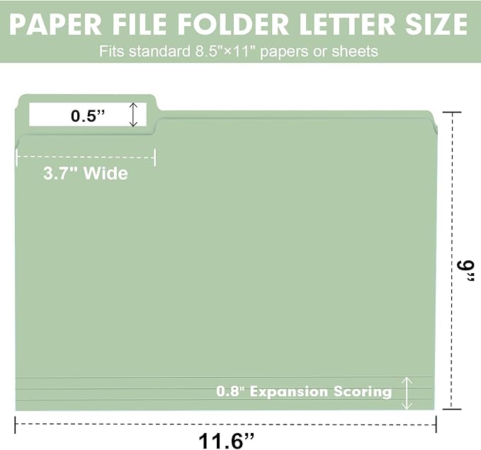 File Folder, RAZCC 150 Pack Colored File Folders, 1/3 Cut Tab File Folder - Image 2