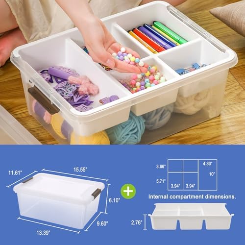 macopro 17qt clear plastic box craft storage bin, close-up detail