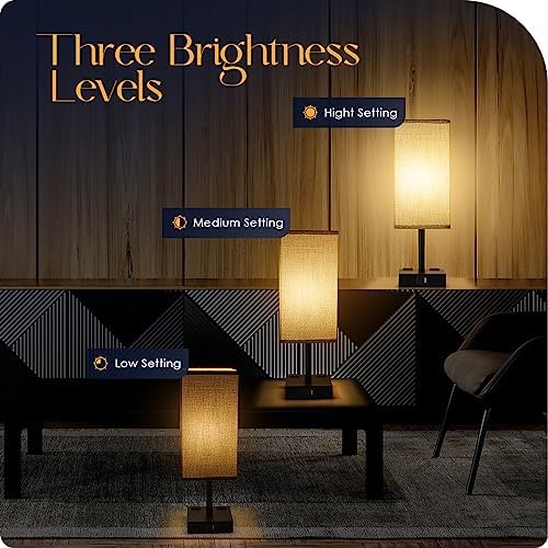 bedside table lamps set of 2 - touch showing dimensions