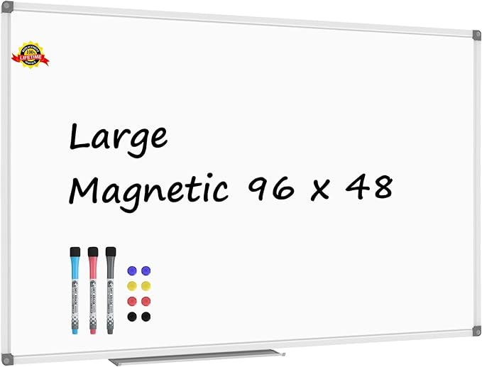 Lockways Dry Erase Board 96 x 48 Inch, Large Magnetic 4 x 8 White Board Wall by Lockways