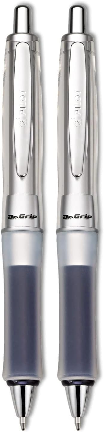 PILOT Dr. Grip Center of Gravity Refillable & Retractable Ballpoint Pen, Medium Point, Charcoal Grip, Black Ink, Single Pen (36180) (Pack of 2)
