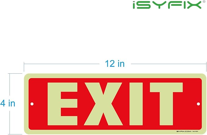 iSYFIX Exit Glow in the Dark Sign Aluminum – 12 Pack 12x4 Inch – - Image 8