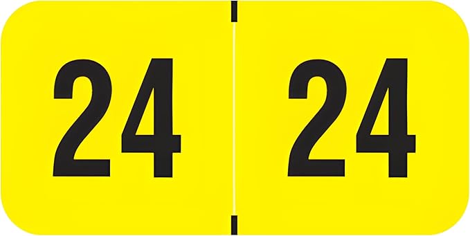 2024 Year Labels, Doctor Stuff 2024 Chart Stickers, Fluorescent Yellow Color by DoctorStuff