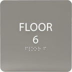 Clean Grey ADA Floor 6 Sign by ADACentralSigns