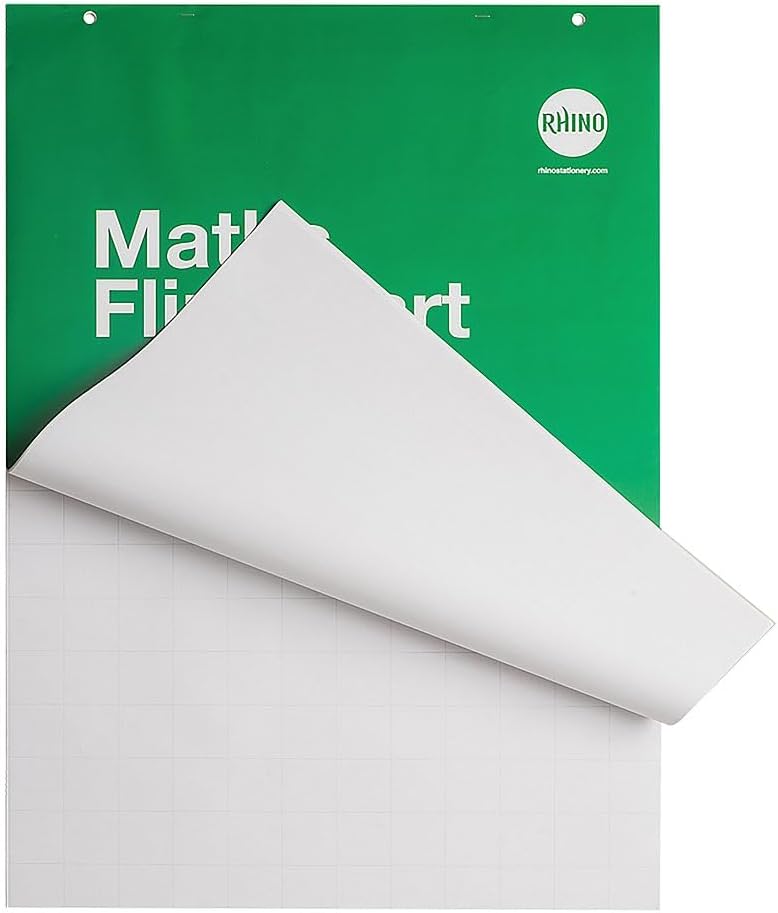 Rhino Stationery A1 Educational Numeracy Flip Chart Pad | 60 Pages | A1 Paper Sheets | Learning Resources | Flipchart Paper, Green, RENFC-2