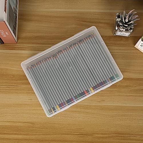 btsky clear plastic storage box with flap lid,4, main product view