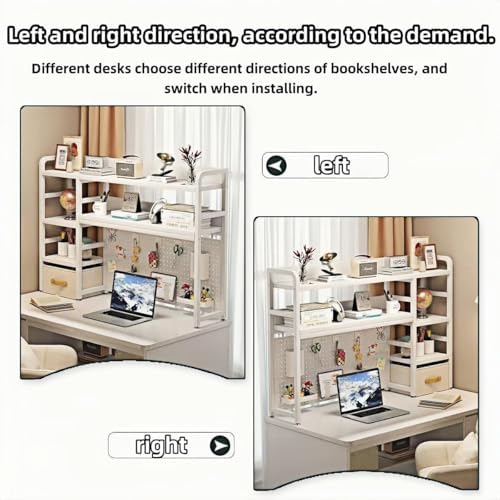 Desktop Bookshelf, pegboard Storage and Organization Rack, Dorm Desk Shelf, D...