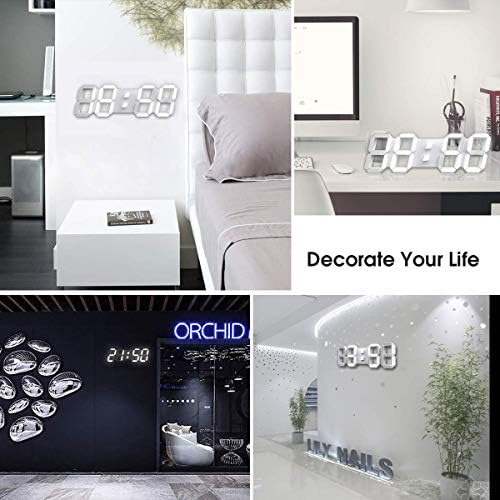 epsky 3d white digital wall clock led large, package contents