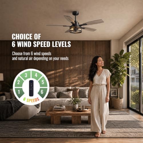 52 inch ceiling fan with light and remote shown in use