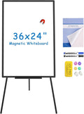 VIZ-PRO Magnetic Whiteboard Easel Black, 36 x 24 Inches, Portable Dry Erase by VIZ-PRO
