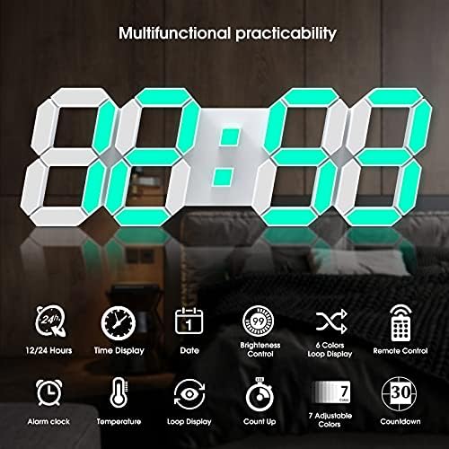 15" large 3d led wall clock rgb neon shown in use