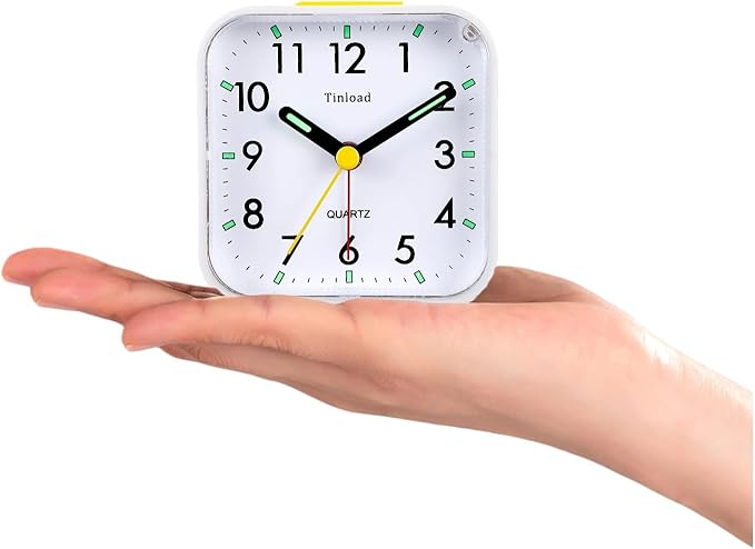 Tinload Small Battery Operated Analog Travel Alarm Clock Silent Non Ticking - Image 2
