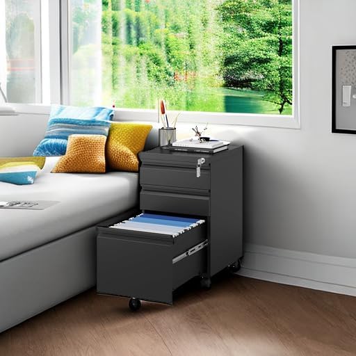 MIIIKO File Cabinet 3 Drawers on Wheels Under Desk, Un-Assembled Filing Cabinet - Image 5