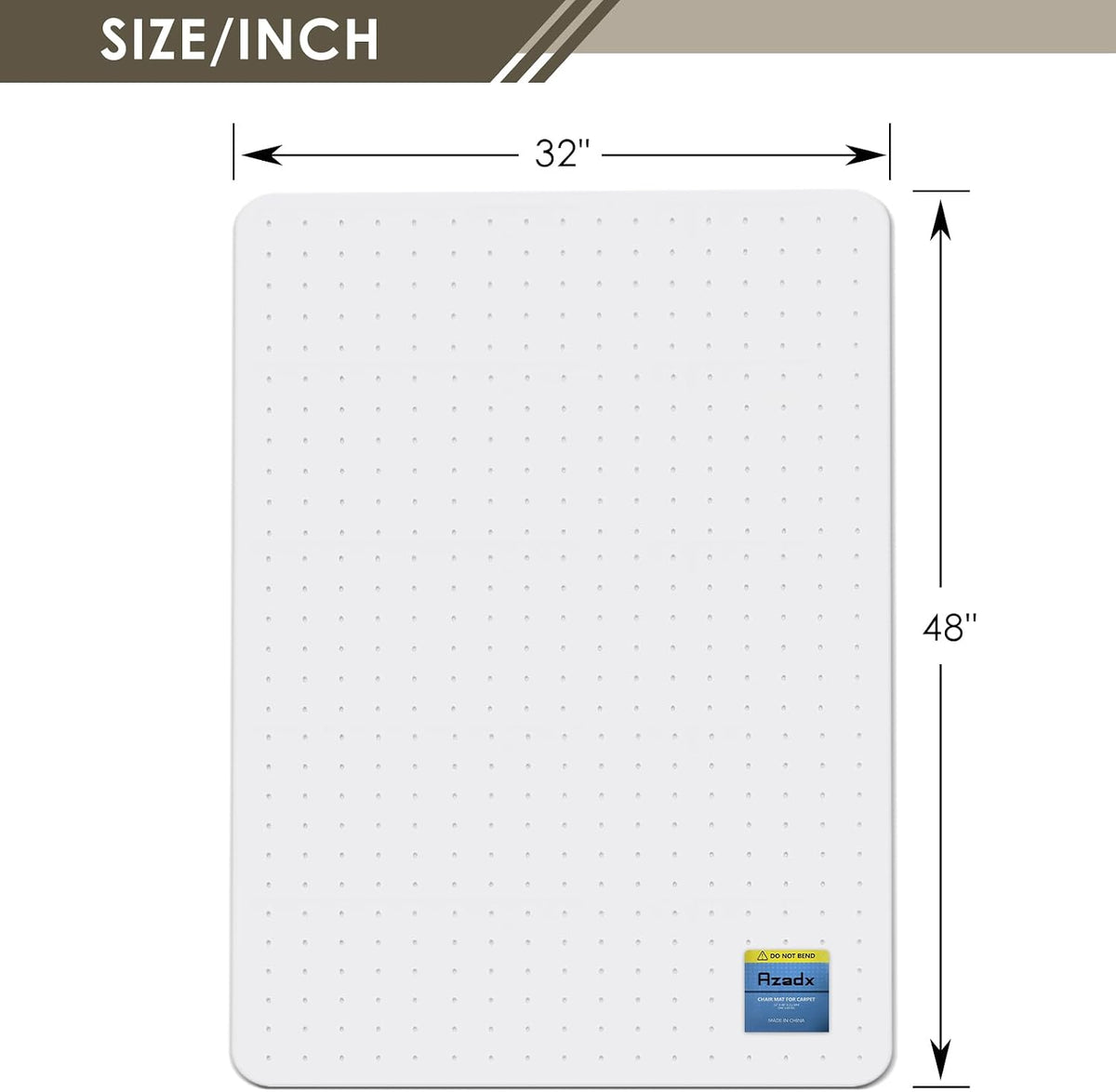 Azadx Heavy Duty Office Chair Mat for Carpet 32" x 48" Hard Material