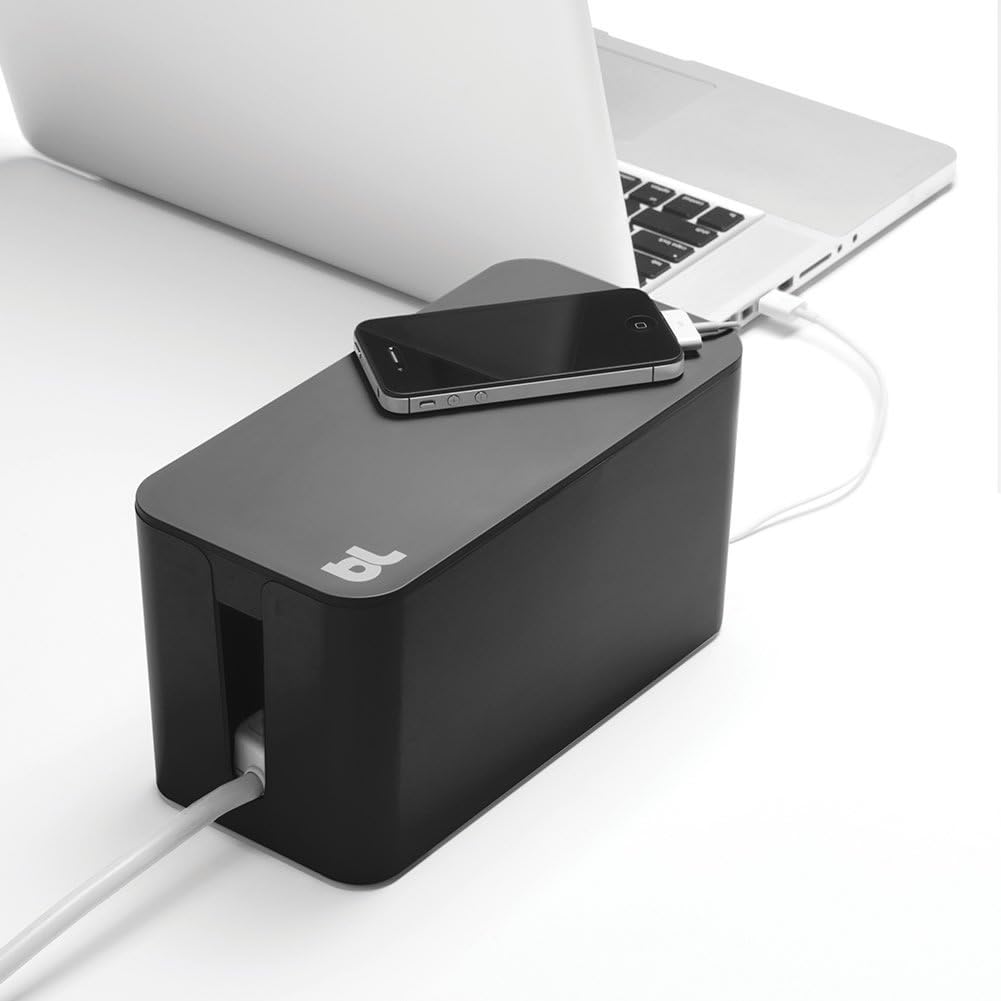 Bluelounge CableBox Mini Cable Management with Small Surge Protector, Black (...