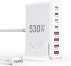 530W USB C Charger Block, 8-Port USB C Charging Station GaN IV Travel