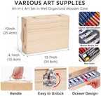 tmol 85 piece deluxe wooden art supplies, art showing dimensions