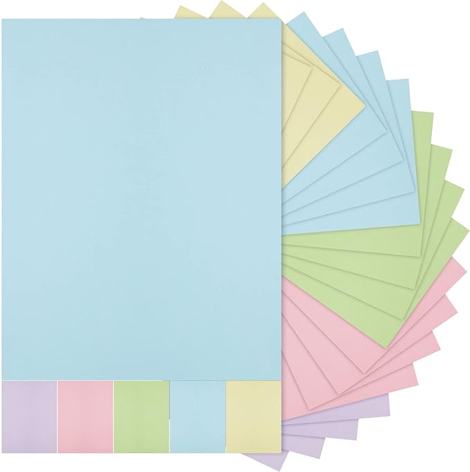 Sinmoe 100 Sheets 5 Shades Cardstock Paper 8.5 x 11 Inches 180gsm Solid Core by Sinmoe
