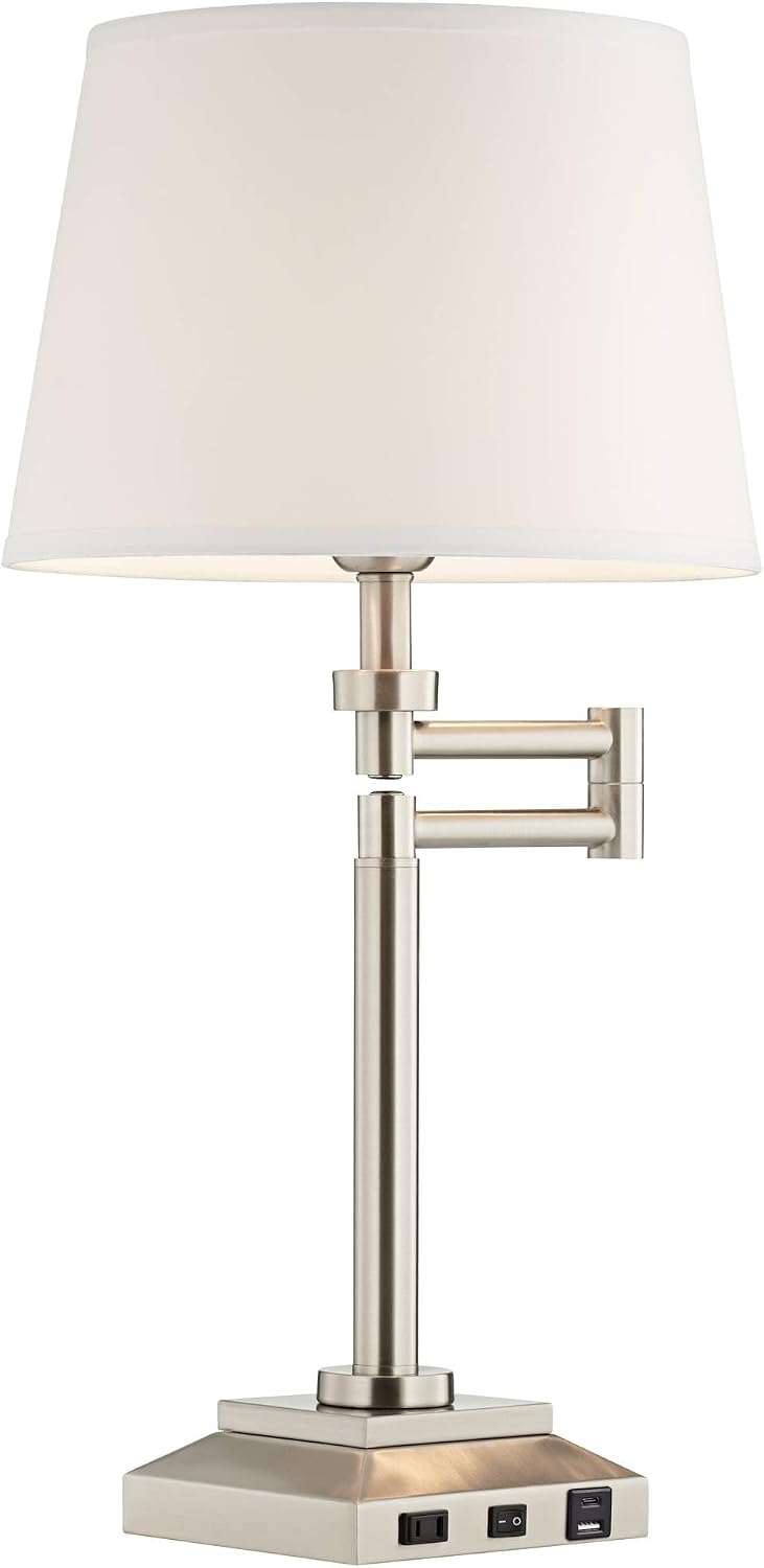 Camber 28" Tall Desk Lamp Workstation Swing Arm USB and Outlet Hotel