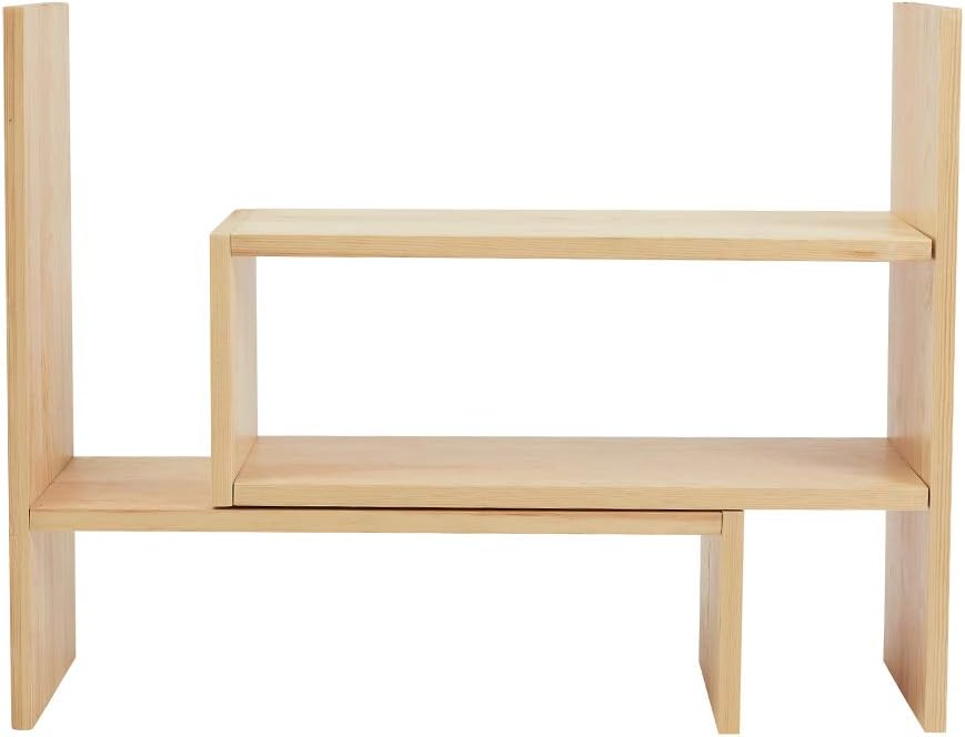 Liry Products Beige Adjustable Extendable Natural Wood Desktop Organizer Cadd...