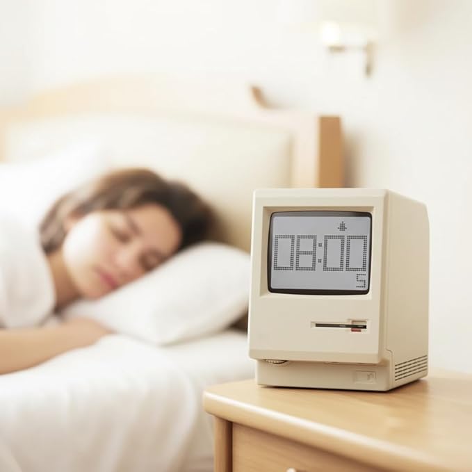 OIJ Maclock Retro Pixel Alarm Clock, 1984 Computer-Inspired USB Desk Clock - Image 9
