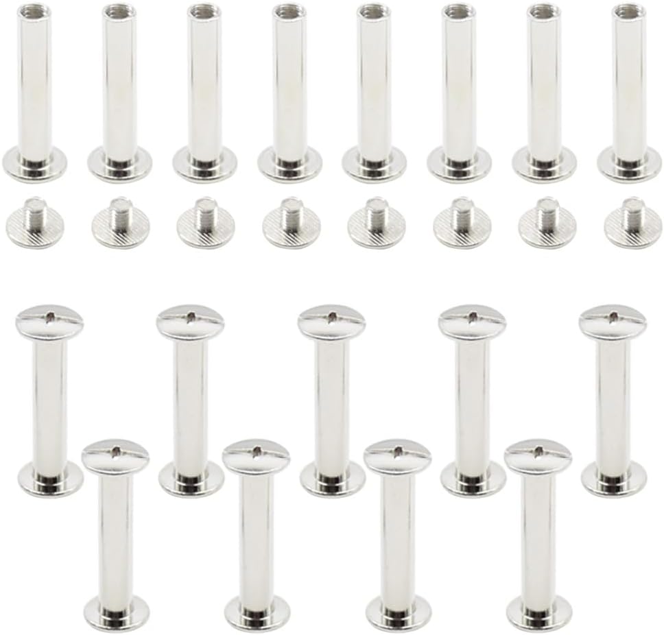 100Pcs/50Set Chicago Screws M5x25mm Book Binding Rivets Screw Posts Round Flat Head Stud Screw for DIY Leather Albums (DZBD/M5x25)