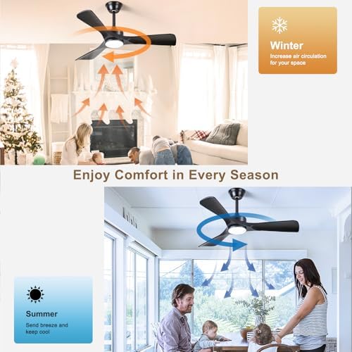 black ceiling fan with light: 42-inch ceiling fan shown in use