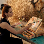 meeden large artist tabletop sketchbox easel: adjustable storage, front angle view