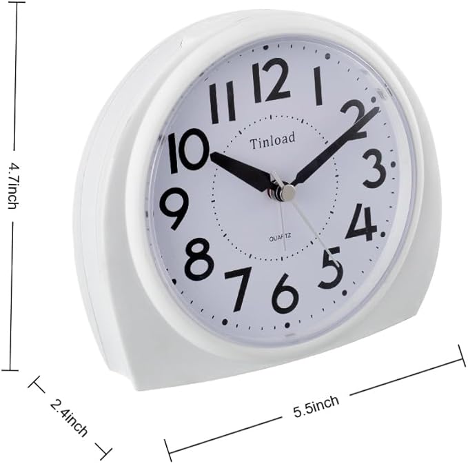 Tinload 5.5" Large Analog Alarm Clock Silent Non Ticking, Gentle Wake, Beep - Image 4