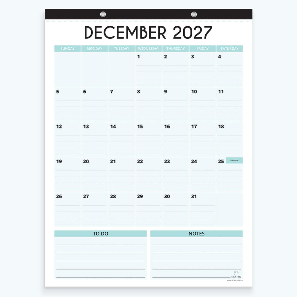 Fridge Calendar 2026-2027 for Refrigerator by StriveZen, 12x16 Inches, Large, Monthly, Magnetic, Vertical, July 26 - December 27, Academic, Space for Notes, To Do