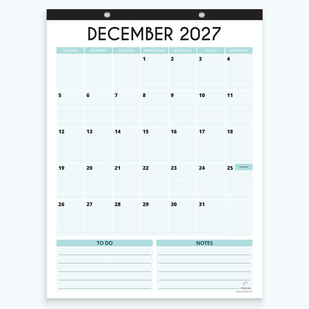 Fridge Calendar 2026-2027 for Refrigerator by StriveZen, 12x16 Inches, Large, Monthly, Magnetic, Vertical, July 26 - December 27, Academic, Space for Notes, To Do