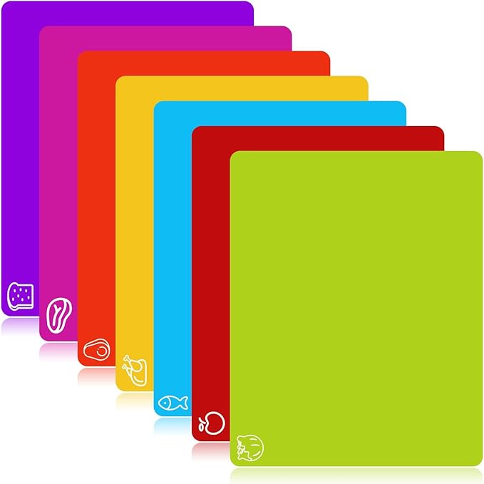 7 Pieces Flexible Cutting Boards, BPA Free Plastic Cutting Boards by GoodLuck
