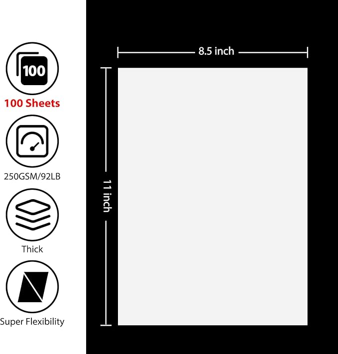 OcePor 100 Sheets White Cardstock Paper, Colored Printer Paper 8.5 x 11 - Image 2