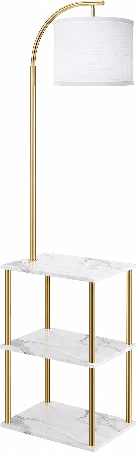 PARTPHONER Floor Lamp with Table, Night Stand with Lamp, Narrow Side Table wi...