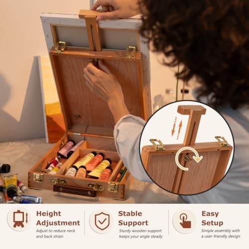 djar tabletop sketchbox art easel for painting, solid, side view