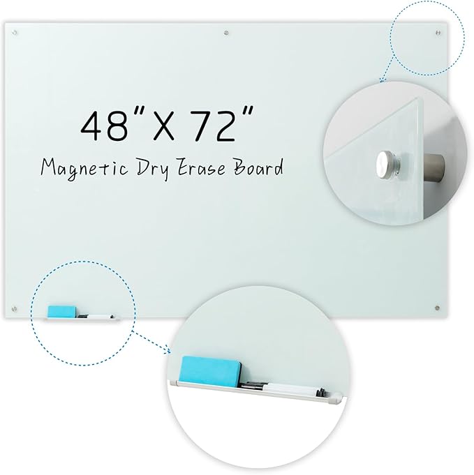 Gooderboard Glass Magnetic White Board – 72 x 48 Inches Dry Erase Frameless - Image 2