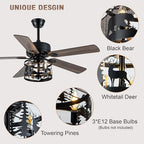 52" farmhouse ceiling fan with light and remote shown in use
